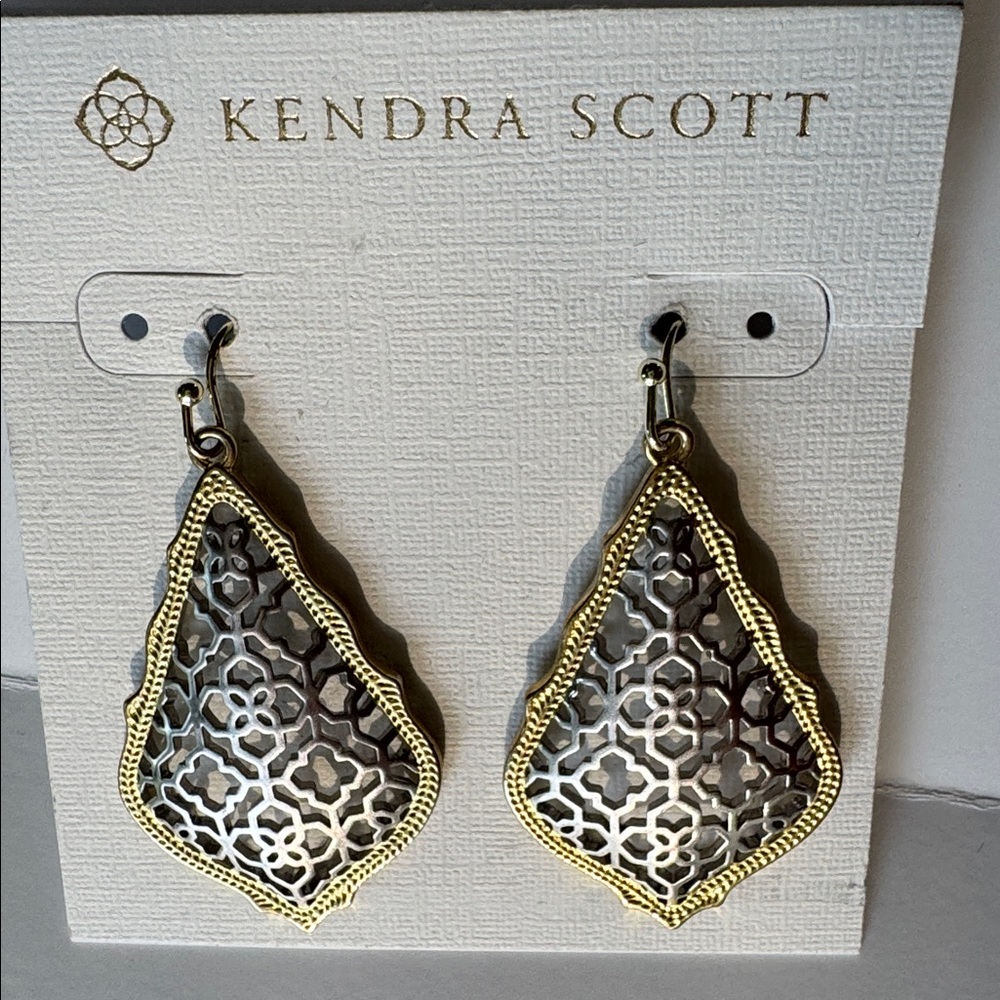 Kendra Scott Addie Gold and Silver Filigree Drop Earrings